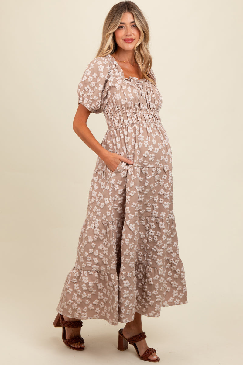 Women Floral Printed Pure Cotton Flared Maternity Maxi Dress main image 1