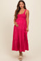 Coral Plaid Tiered Maternity Maxi Dress