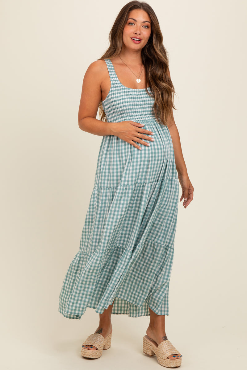 Blue Polka Maternity Maxi Dress