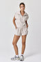 Stone Half Zip Cropped Sweatshirt And Shorts Set