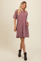 Mauve Rhinestone Mineral Washed T-Shirt Dress