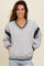 Heather Grey Contrast Sleeve V-Neck Sweatshirt