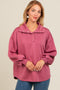 Mauve Snap Collar Oversized Pullover