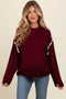 Burgundy Contrast Stitch Maternity Sweater