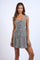 Black Gingham Print Wide Strap Front Button Mini Dress