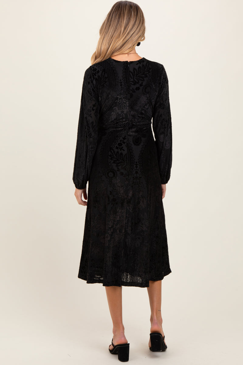 Designarche Black Velvet Maternity Dress main image 1
