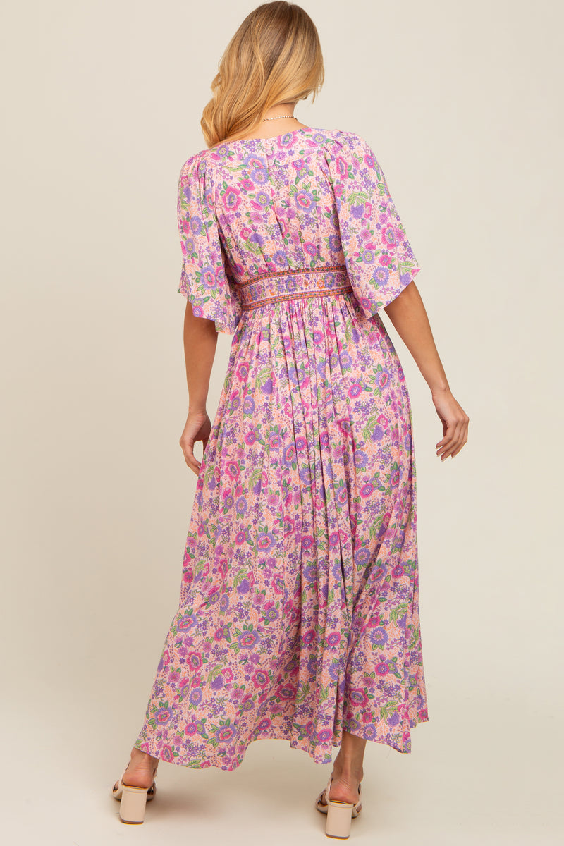 light pink open back floral print mini dress  ... plus to 2x ,,, cotton main image 0