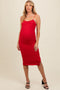 Red Rhinestone Sleeveless Ruched Mesh Maternity Midi Dress