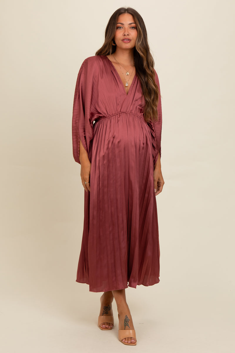 Multi-colored V-Neck Front Twist Maternity Maxi Dress main image 0