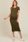 Olive Short Sleeve Rib Knit Maternity Midi Dress