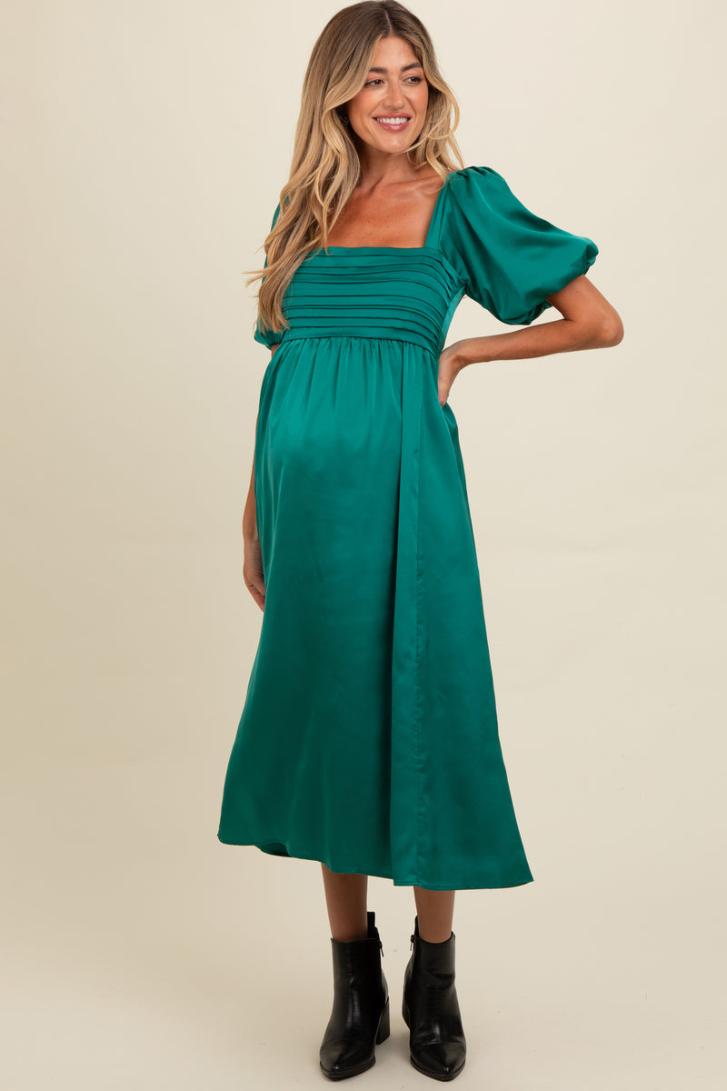 green emerald velvet dress Rent ASOS DESIGN Bare Shoulder Prom Scuba Midi Dress In Forest Green