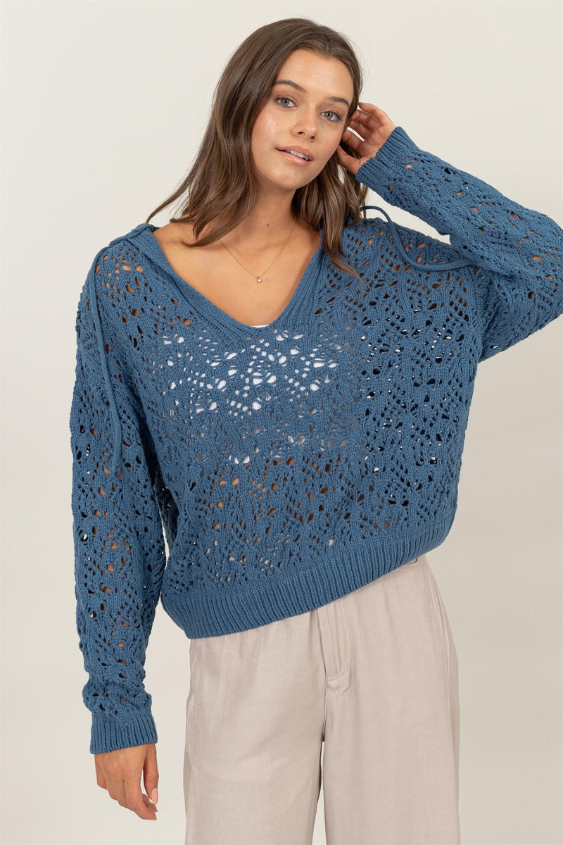 トップス hyke CROCHETED SWEATER 23ss CROCHETED SWEATER-クロチェットセーター-HYKE（ハイク）通販