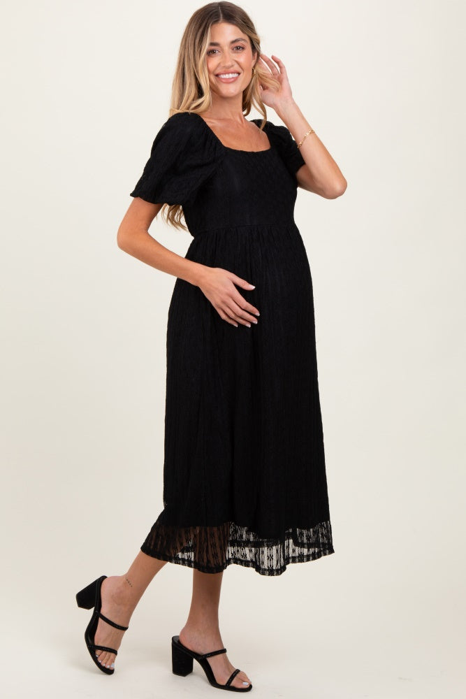 Tan Velvet Contrast Square Neck Maternity Midi Dress main image 0