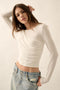 Cream Solid Ruched-Bodice Knit Top