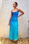 Blue Ombre Criss Cross Back Maxi Dress