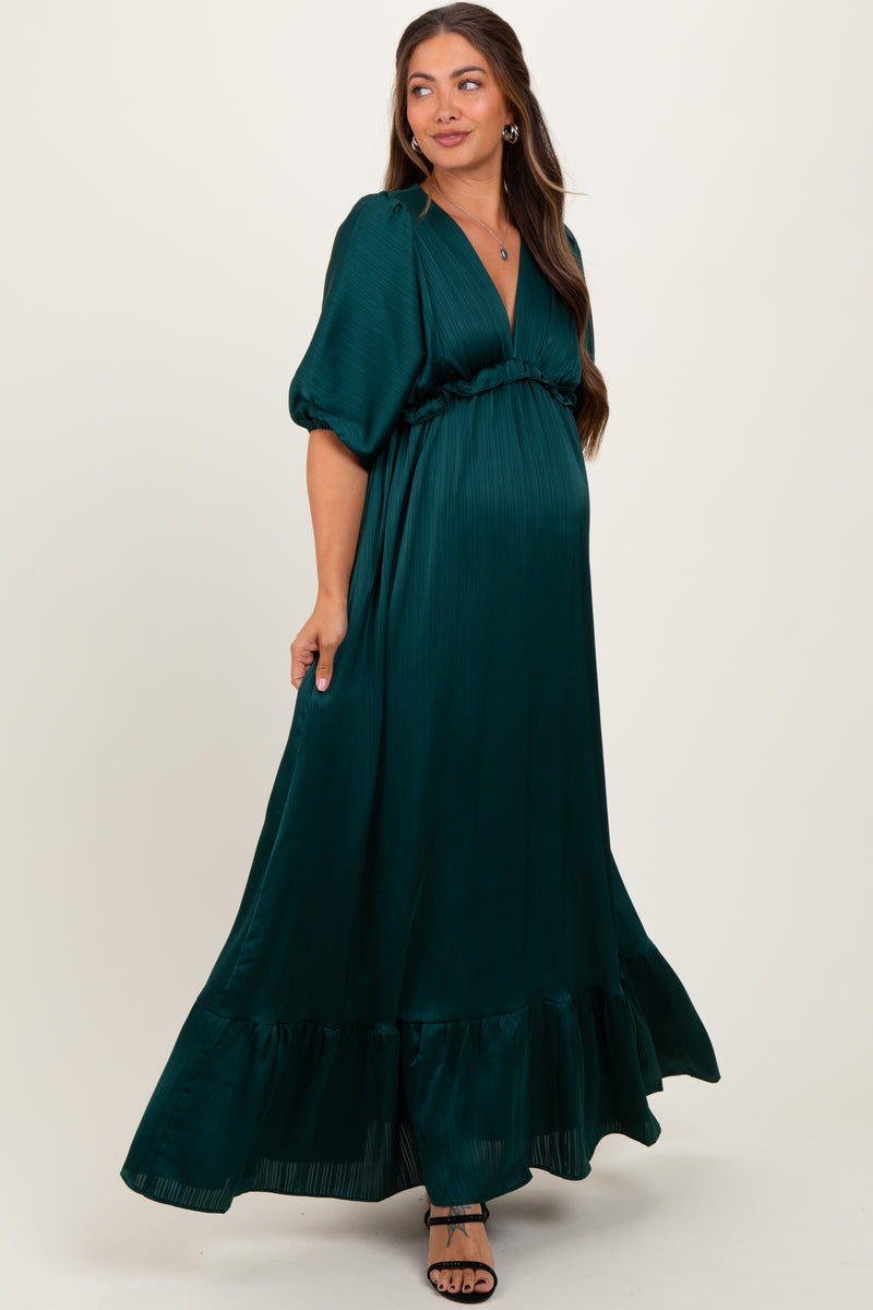 Summer Wedding Guest Maternity Dresses Shopbop Green Dress Forest Green  Striped Ruffle Accent Maternity Maxi Dress