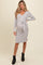 Heather Grey Ribbed Knit Long Sleeve Tie Waist Maternity Dress