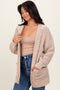 Beige Two Toned Oversized Cable Knit Cardigan