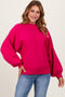 Magenta Oversized Bubble Sleeve Sweater