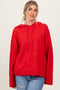 Red Mixed Knit Hooded Sweater