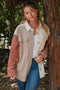 Ivory Corduroy Colorblock Oversized Shirt Jacket