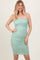 Mint Glitter Ruched Midi Dress