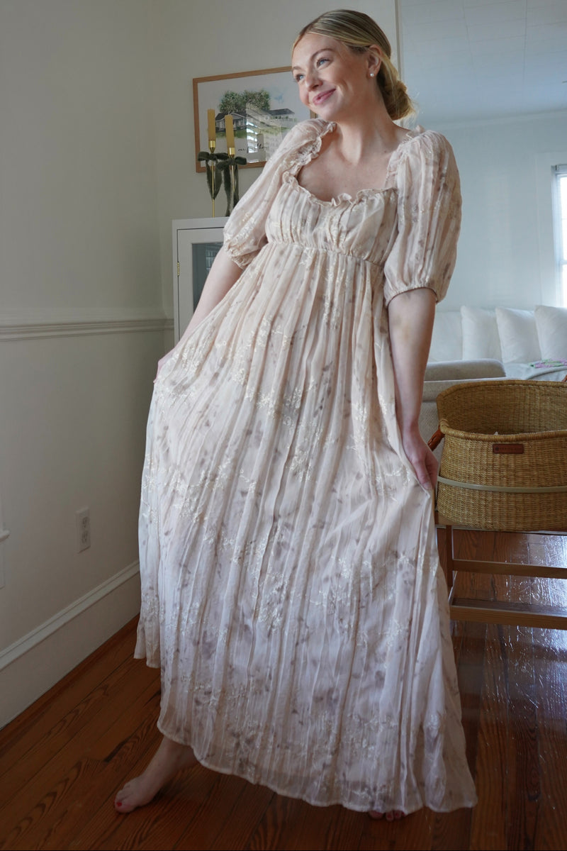 Evella Maxi Dress in Cream - Bump Friendly & Inclusive Sizing