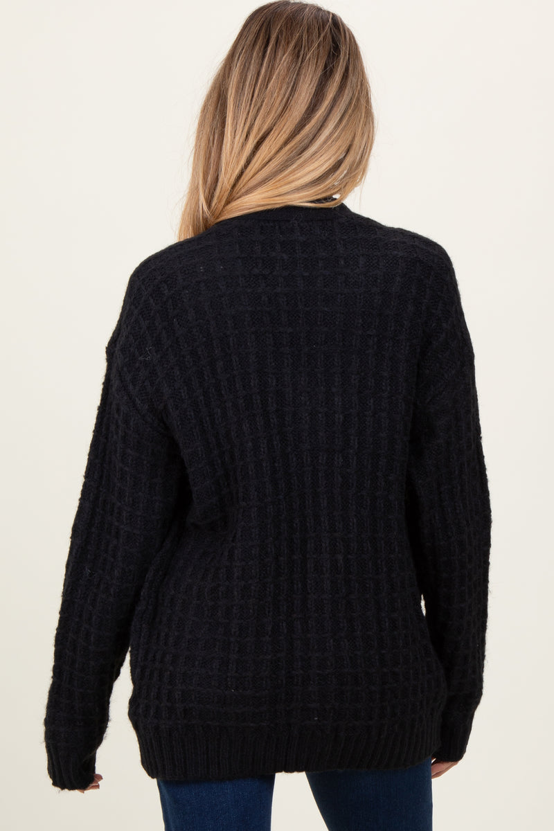 Black Half Button Up Maternity Sweater main image 0