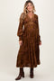 Mocha Floral Velvet Overlay Maternity Maxi Dress