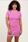 Pink Cable Knit Contrast Trim Mini Dress