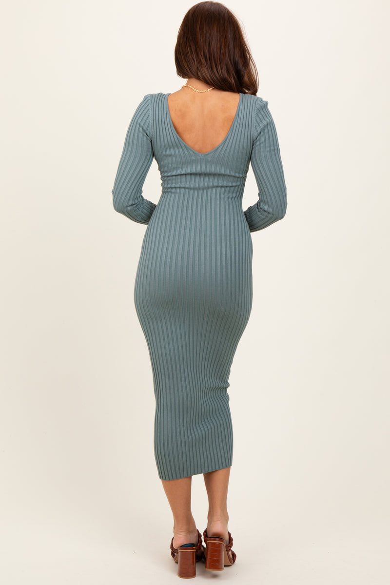 Jade V-Neck Long Sleeve Fitted Maxi Dress – PinkBlush