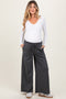 Charcoal French Terry Raw Edge Maternity Wide Leg Pants