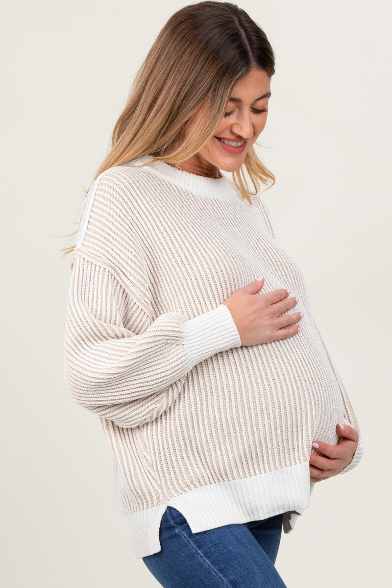 Mauve Balloon Sleeve Boat Neck Knit Maternity Sweater main image 1
