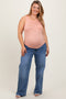 Blue Washed Wide Leg Maternity Plus Jeans