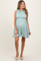 Light Olive Ruffle Detail Sleeveless Maternity Mini Dress