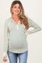 Green Cream Striped Maternity Hoodie