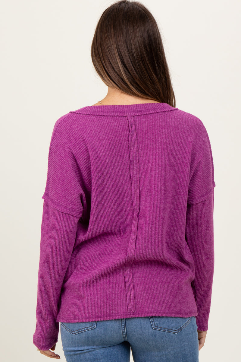 Magenta Knit Long Sleeve Top main image 1