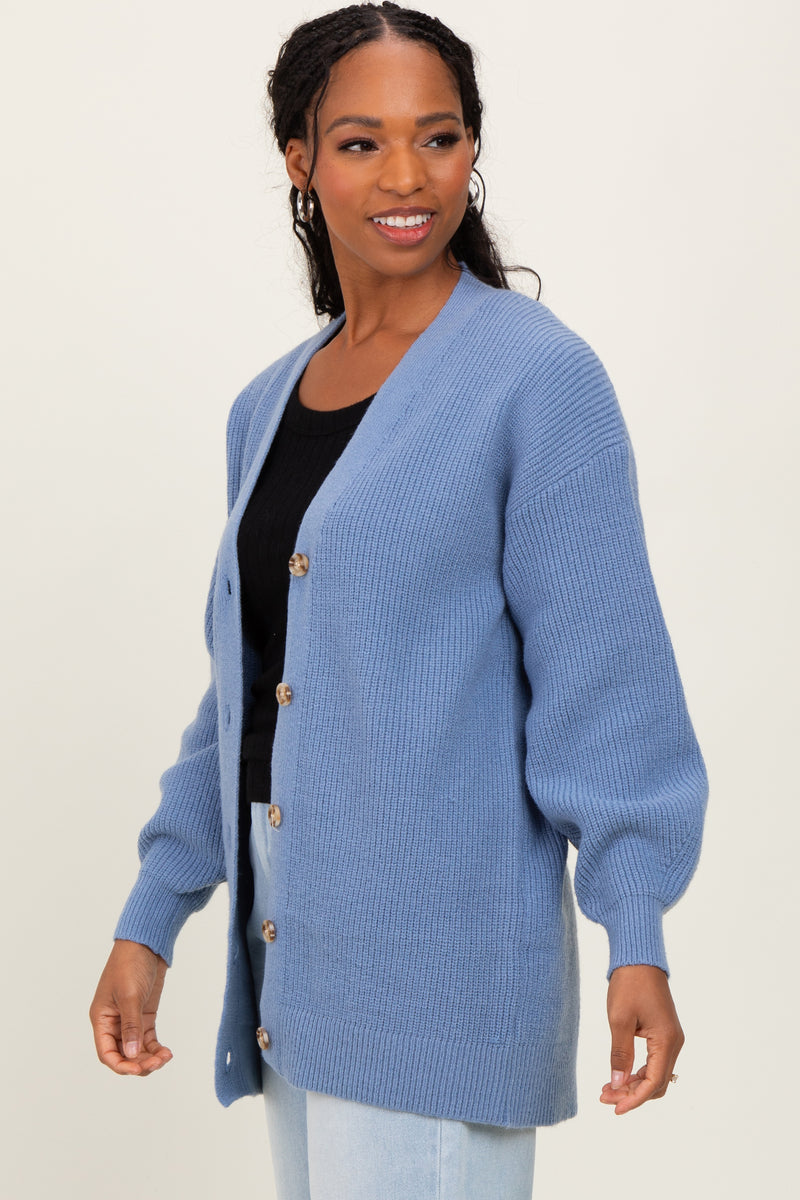 Woven Right Color Block V-Neck Button Down Cardigan