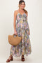 Lavender Tropical Floral Sash Tie Maternity Maxi Dress