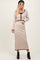 Cream Contrast Bow Ribbed Knit Crop Top And Midi Skirt Set