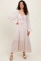 Beige Bow Satin Maxi Dress