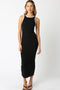 Black Knit Contrast Trim Midi Dress