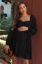Black Ruffle Textured Maternity Mini Dress