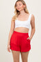 Red Basic Rounded Hem Shorts
