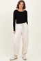 Cream Drawstring Relaxed Fit Sweatpants