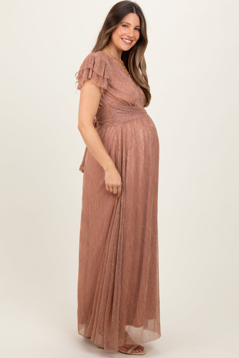 Women Black & Gold Printed Flared Maternity Dress
