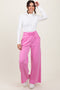 Pink Exposed Seam Wide Leg Sweatpants