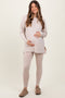 Beige Brushed Knit Maternity Oversized Top and Legging Set