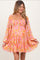 Pink Floral Smocked Bubble Sleeve Maternity Dress