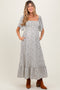Cream Flowy Ditsy Floral Smocked Maternity Midi Dress